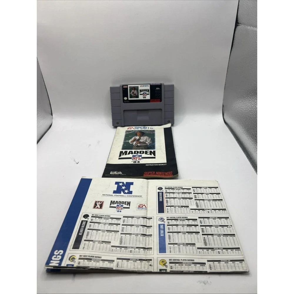 Madden 94 (SNES, Super Nintendo) Video Game & Manual Tested & Working
